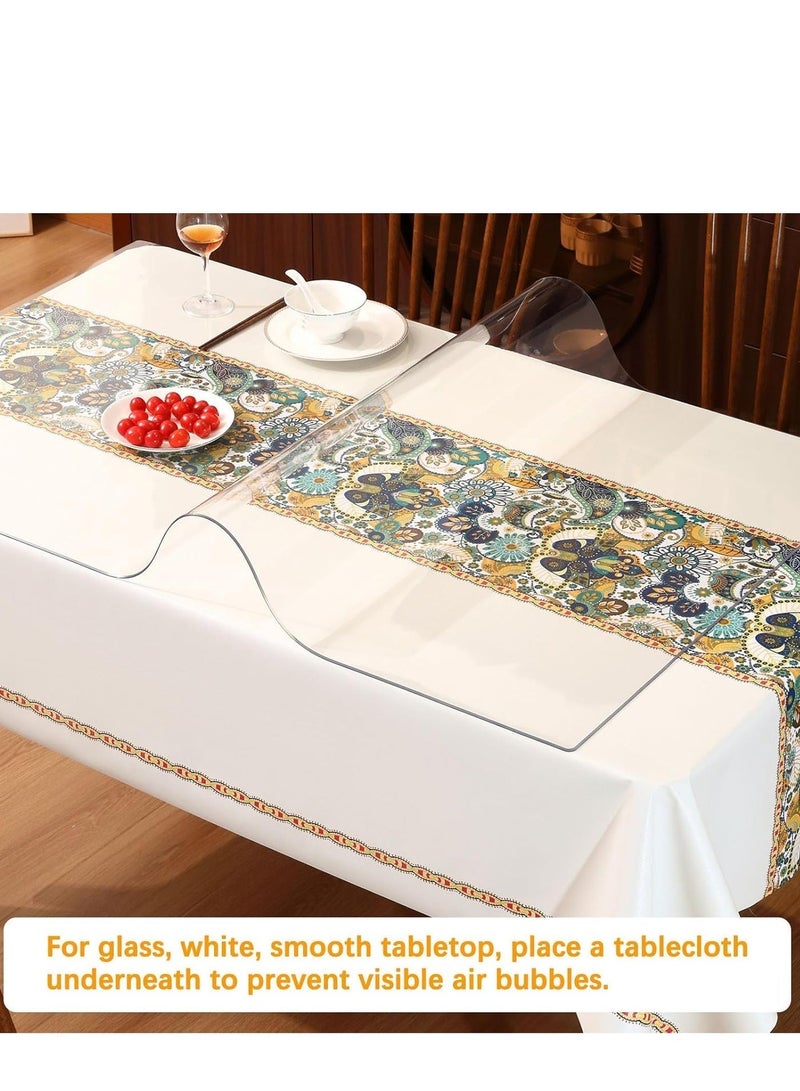 بابونا واقي مفرش طاولة بلاستيكي شفاف، مقاوم للماء والزيوت والبقع وقابل للمسح، غطاء طاولة مستطيل شفاف من الفينيل، مفرش طاولة شفاف لطاولة الطعام الداخلية والخارجية، 60x120 سم - Image 4